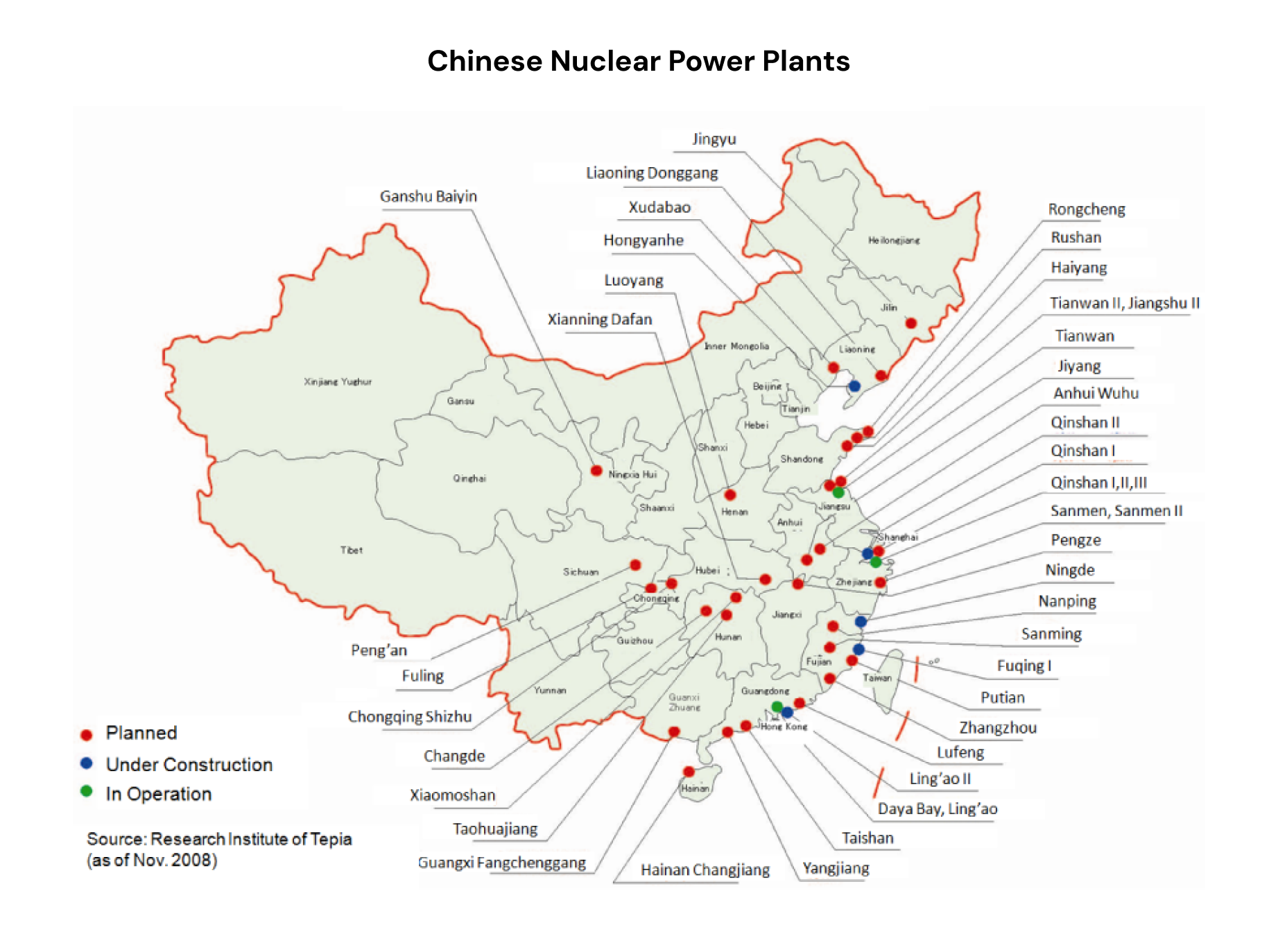 all current and planned Chinese nuclear projects